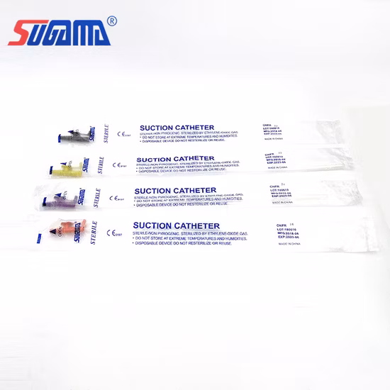 Códigos de colores médicos desechables con catéter de succión de PVC para adultos con válvula de control de dedo